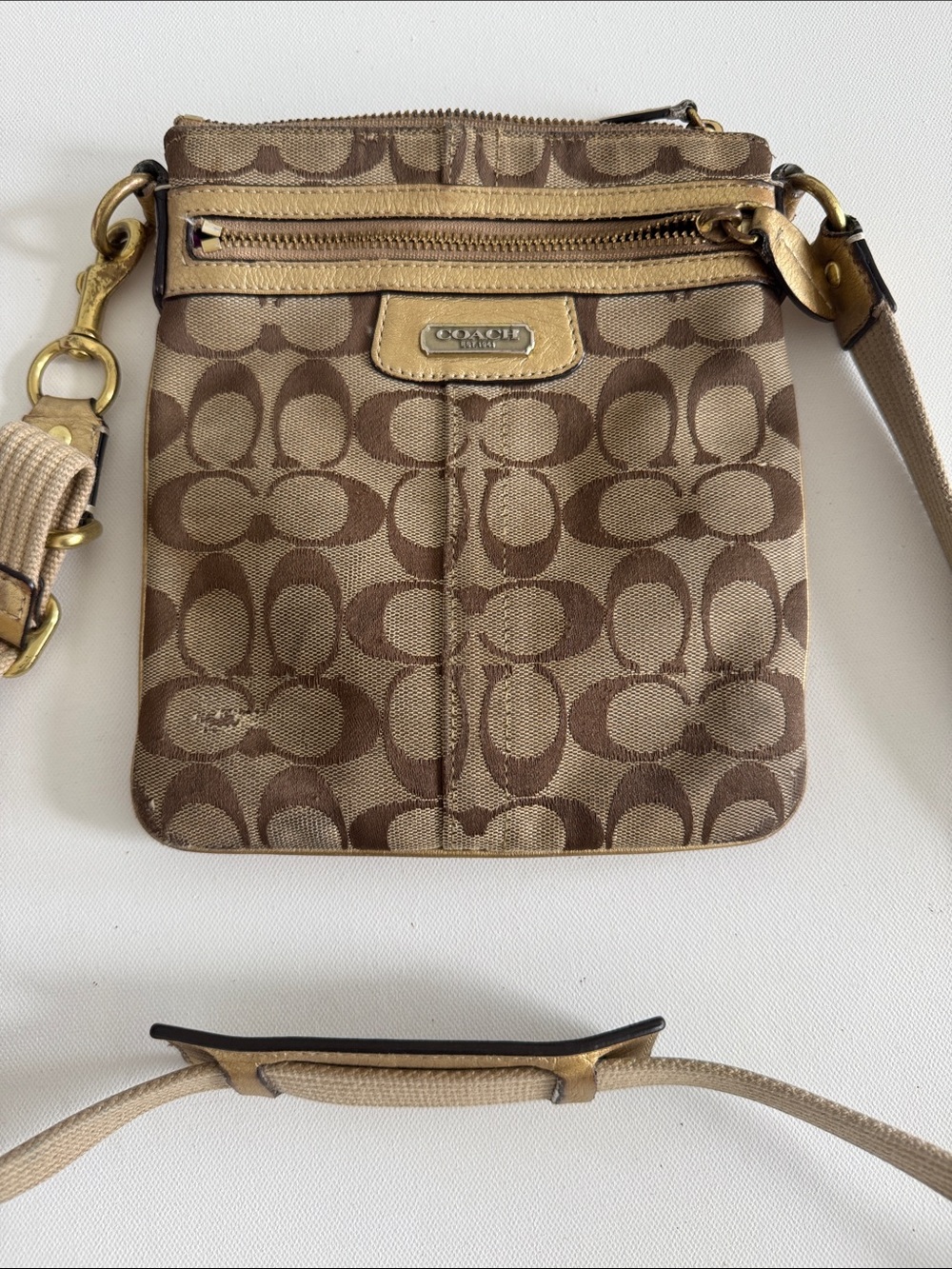 Coach Brown Signature Canvas Crossbody with Gold Hardware - Picture 7 of 8